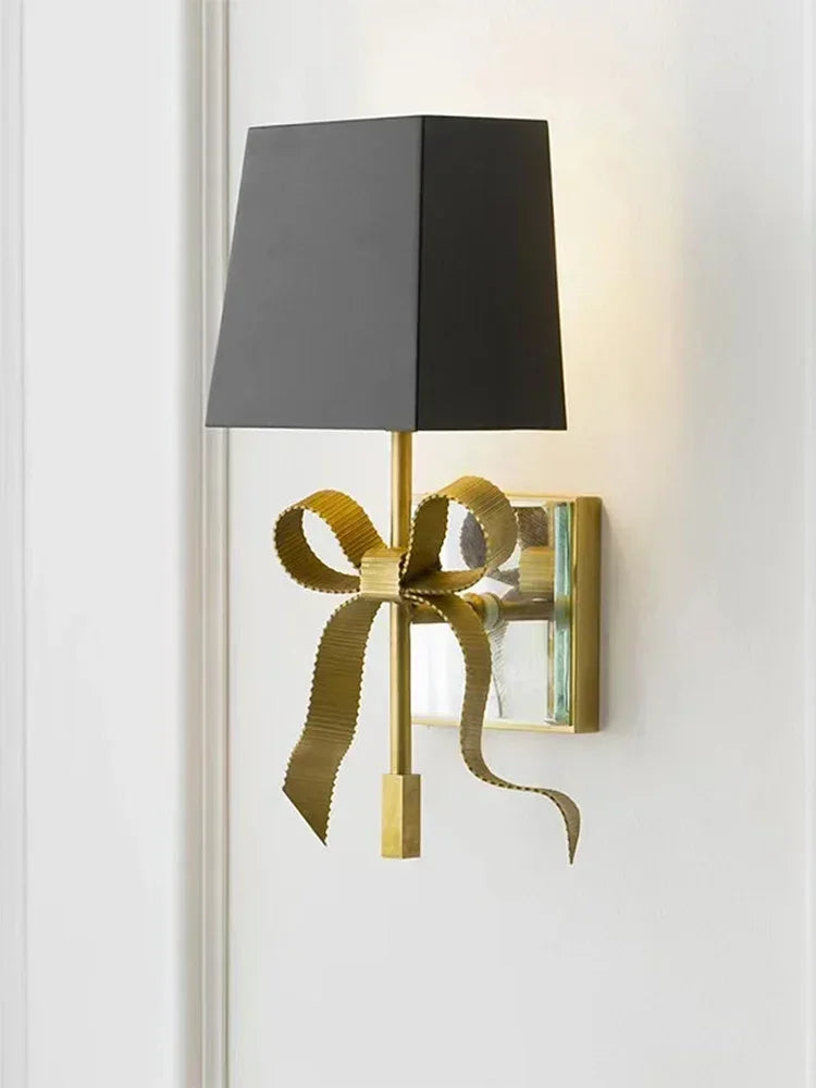 Afralia™ Retro Bow Bronze Ribbon Black/Gold LED Wall Lamp for Modern Interior Decoration
