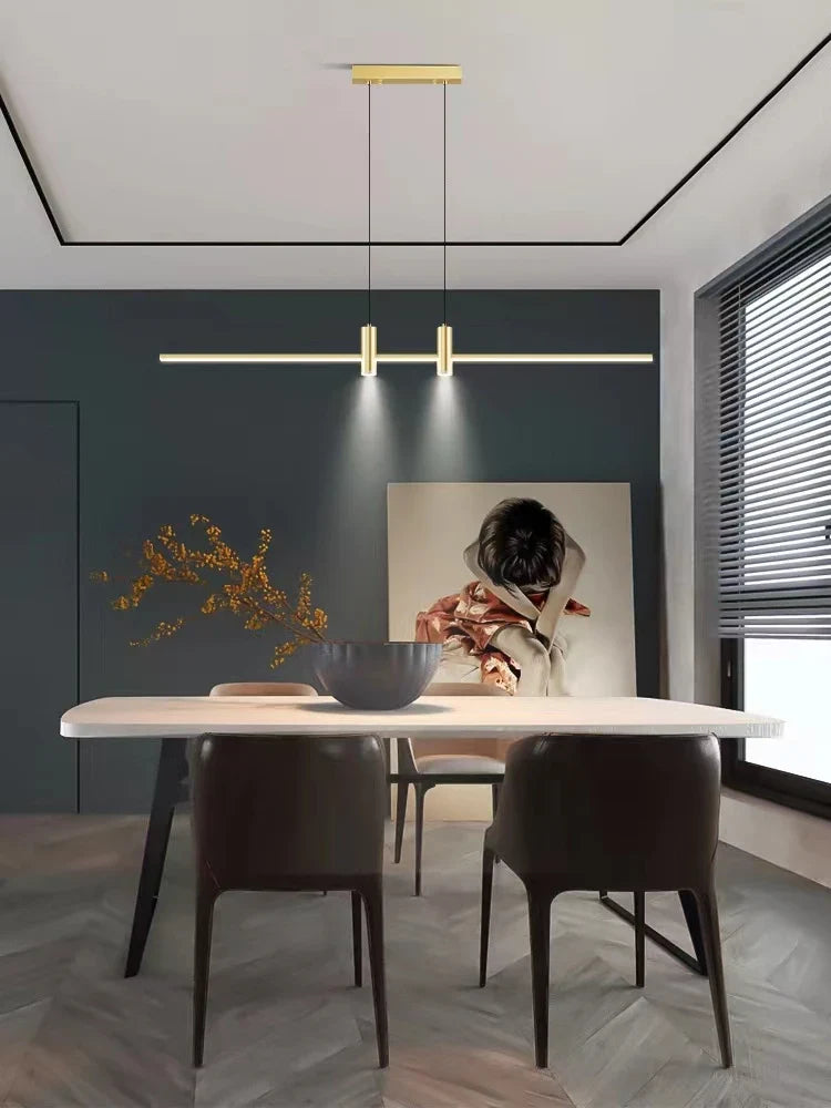 Afralia™ Black/Gold LED Dining Room Island Chandelier: Modern Minimalist Kitchen Hanging Lamp