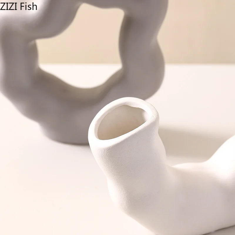 Afralia™ Ceramic Twisted Vase Set for Table Decor and Flower Arrangement