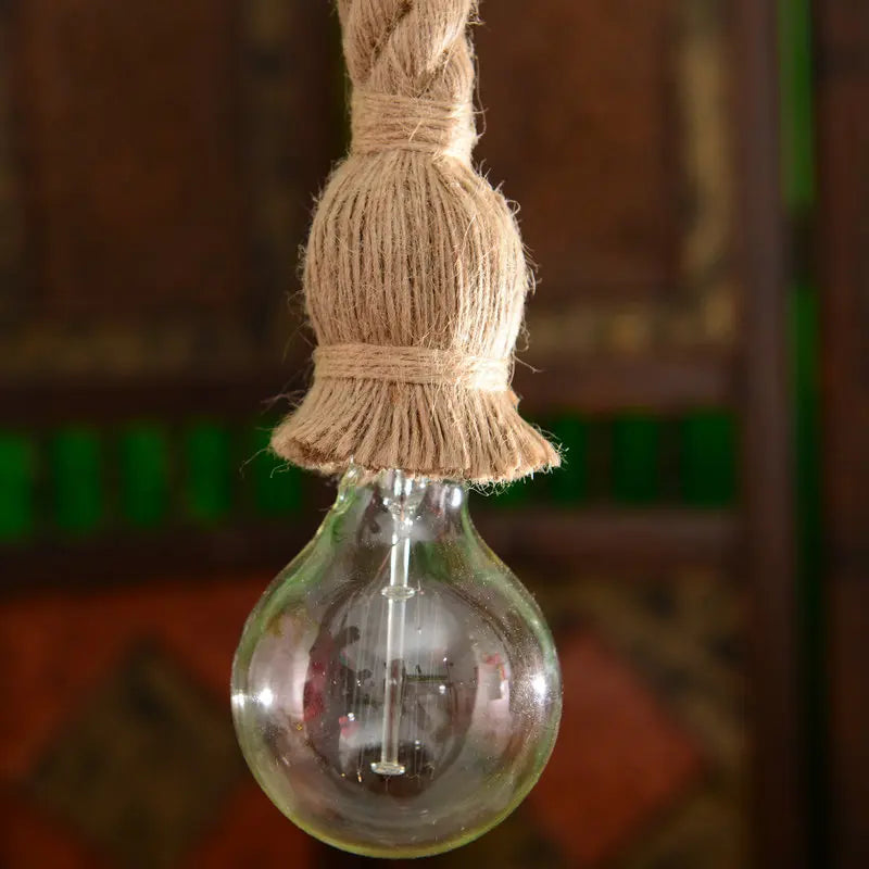 Afralia™ Hemp Rope Pendant Lights: Vintage Industrial Hanging Lamp for Home Decor