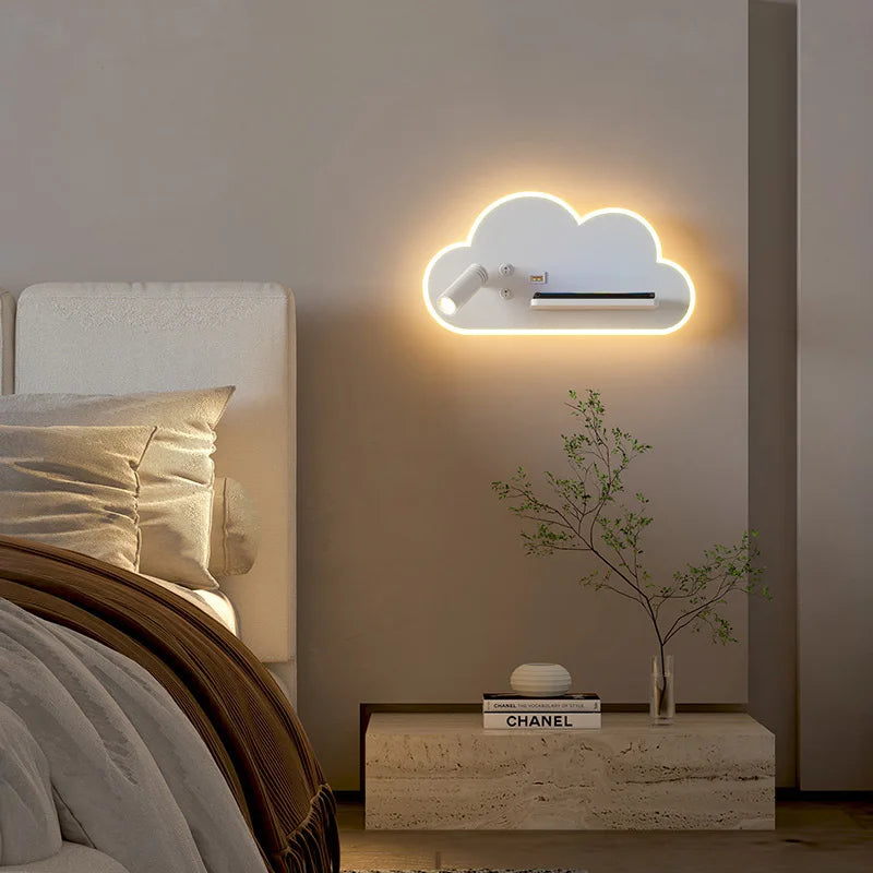 Afralia™ LED Bed Lamp with Wireless Phone Charging and USB, Multi-Function Wall Light