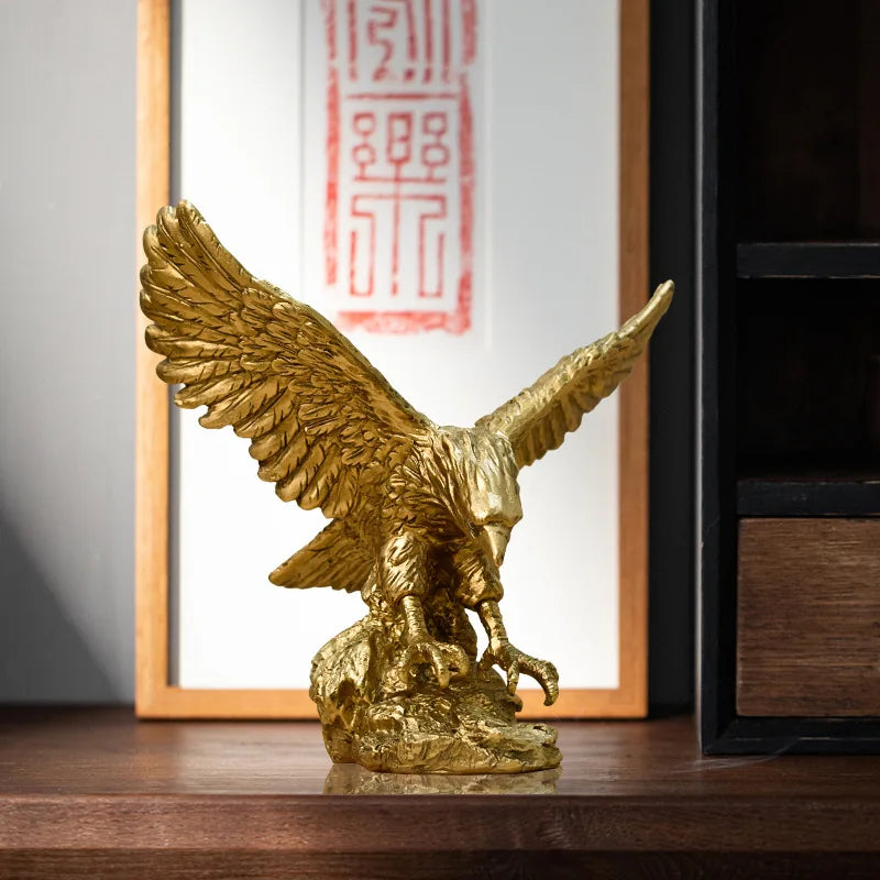 Afralia™ Golden Eagle Resin Sculpture Falcon Home Decor Figurine