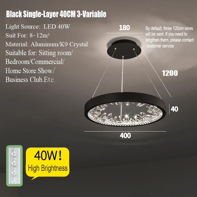 Afralia™ Modern Loft Crystal Chandelier LED Light for Villa Living Room and Bedroom