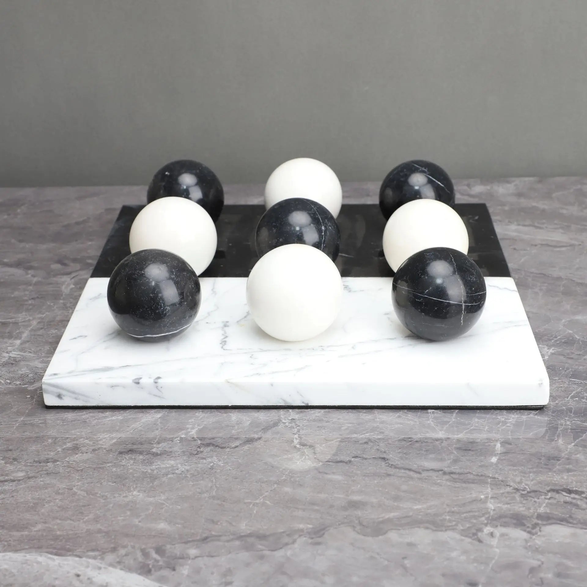 Afralia™ Marble Chessboard & Ball Decor Set for Home Decoration