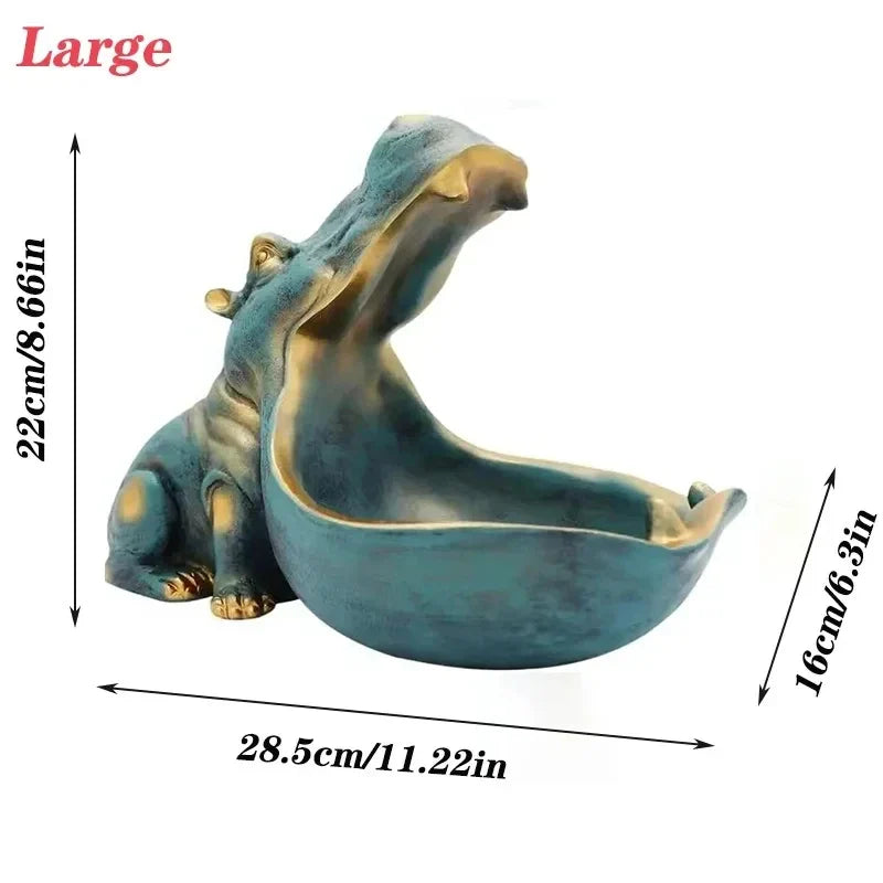 Afralia™ Hippo Statue Candy Storage Figurine Ornaments Home Decor Gift