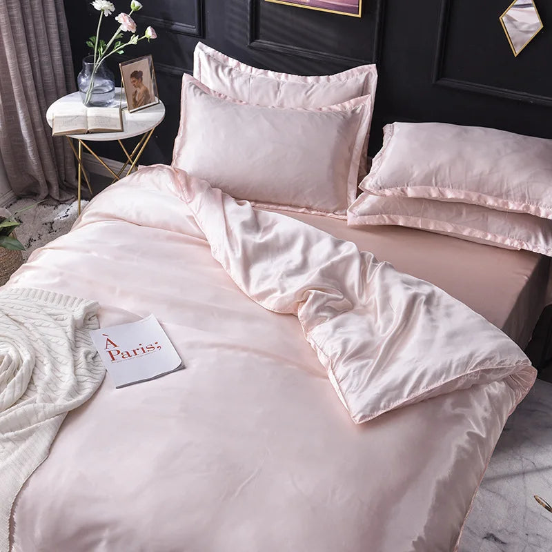 Afralia™ Ice Rayon Satin Bedding Set: Cooling, Soft, Summer Comfort for Twin-Double Bed