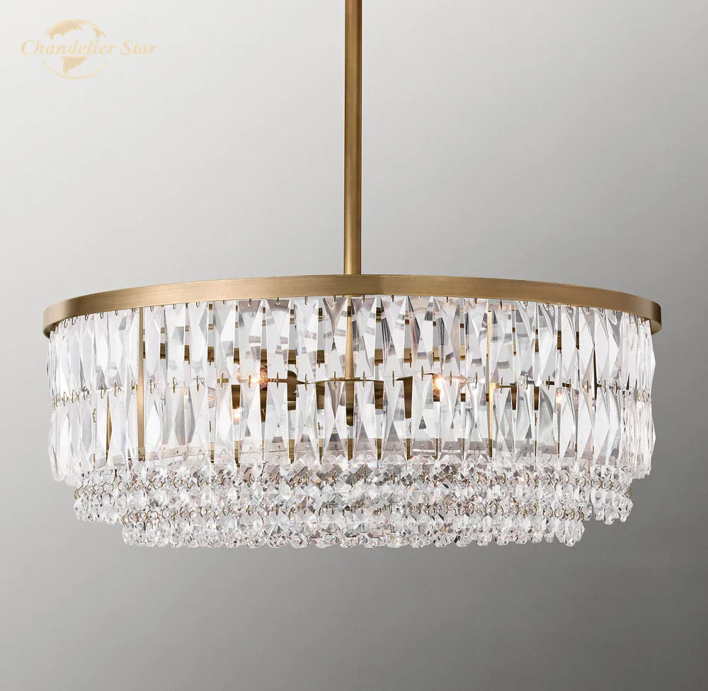 Afralia™ Crystal Round Pendant Chandelier for Dining and Living Room