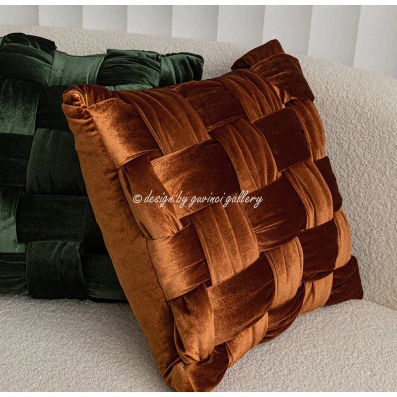 Afralia™ Silk Velvet Hand Knotted Throw Pillow Cover 45x45cm for Living Room