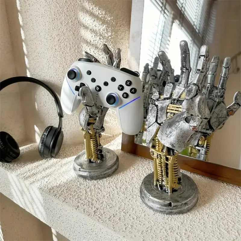 Afralia™ Cyberpunk Mechanical Arm Desktop Stand - Simulated Robot Hand Sculpture