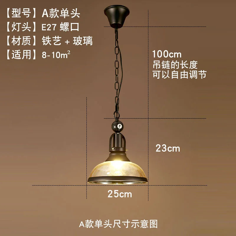 Afralia™ Vintage Billiard Pendant Lights Industrial Hanging Lamp for Cafe Loft Salon