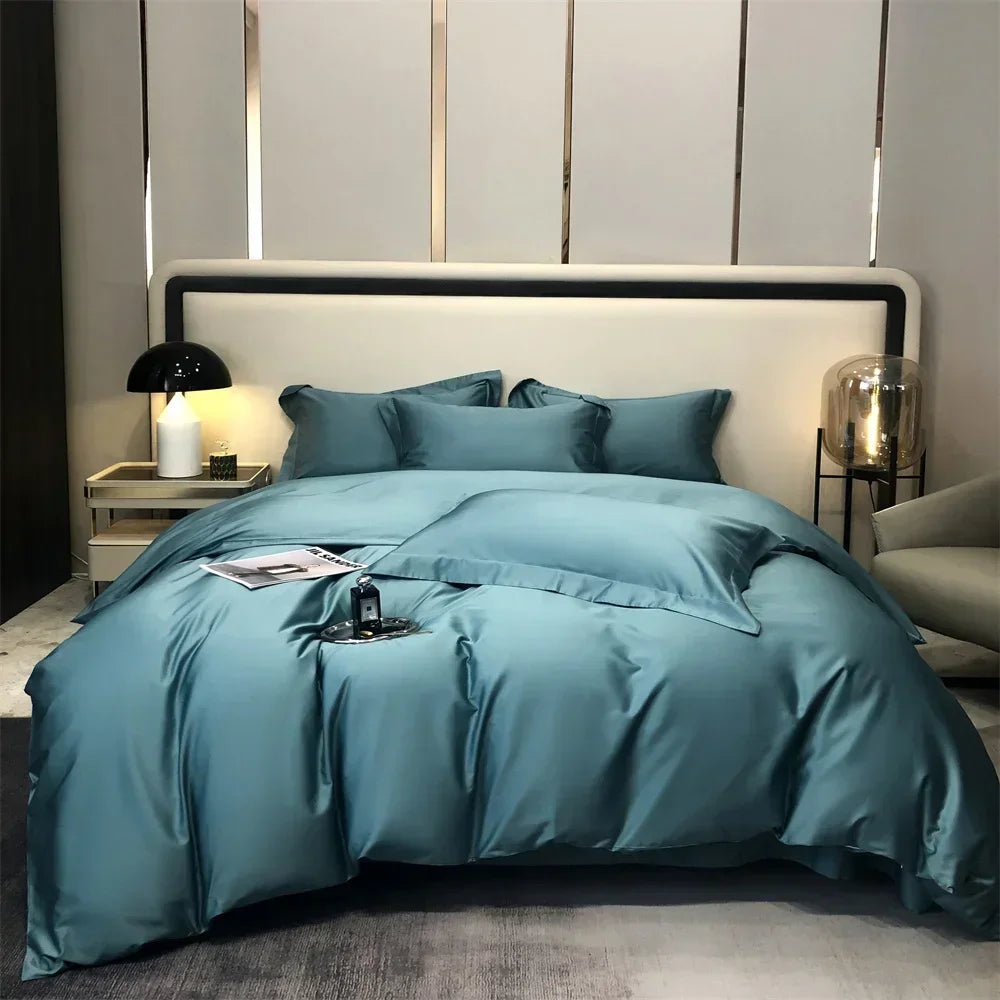 Afralia™ Solid Color Egyptian Cotton Bedding Set - Sheet, Pillowcase, Comforter Cover