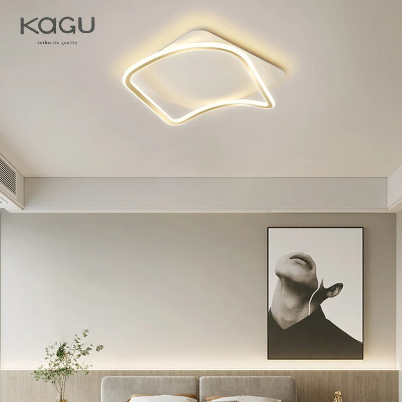 Afralia™ Golden LED Ceiling Chandelier: Modern Simplicity for Living, Dining, and Bedrooms