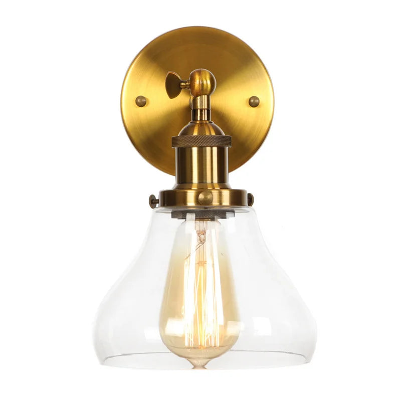 Afralia™ Gold LED Wall Sconces Iron Loft Retro Home Bedroom Lamp