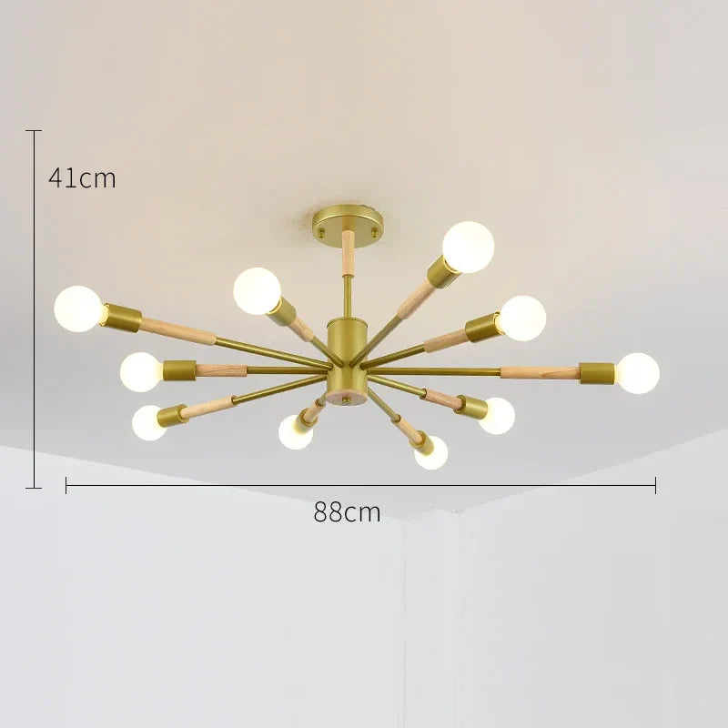 Afralia™ LED Ceiling Lights with Wooden Lampshades for Modern Livingroom and Bedroom
