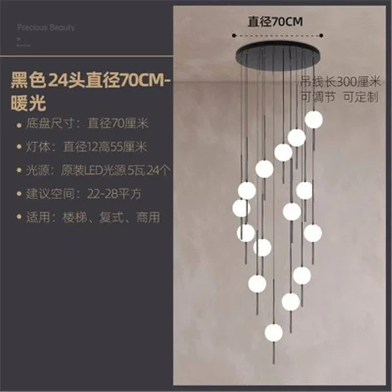 Afralia™ Glass Ball LED Ceiling Chandelier for Home Decor and Lighting