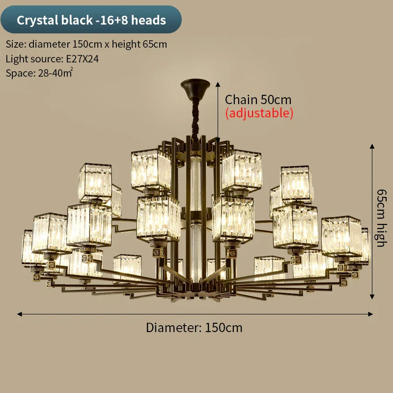 Afralia™ Zen Crystal Chandelier - Luxury Jade Living Room Dining Room Lamp