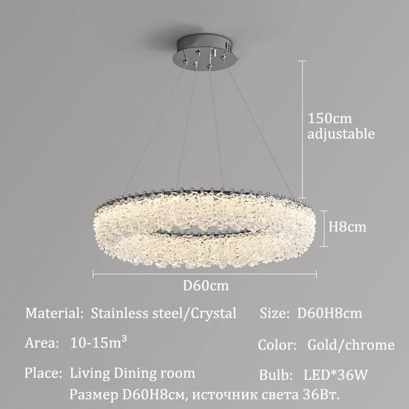 Afralia™ Crystal LED Chandelier Ceiling Light Modern Living Room Decor Pendant Lamp