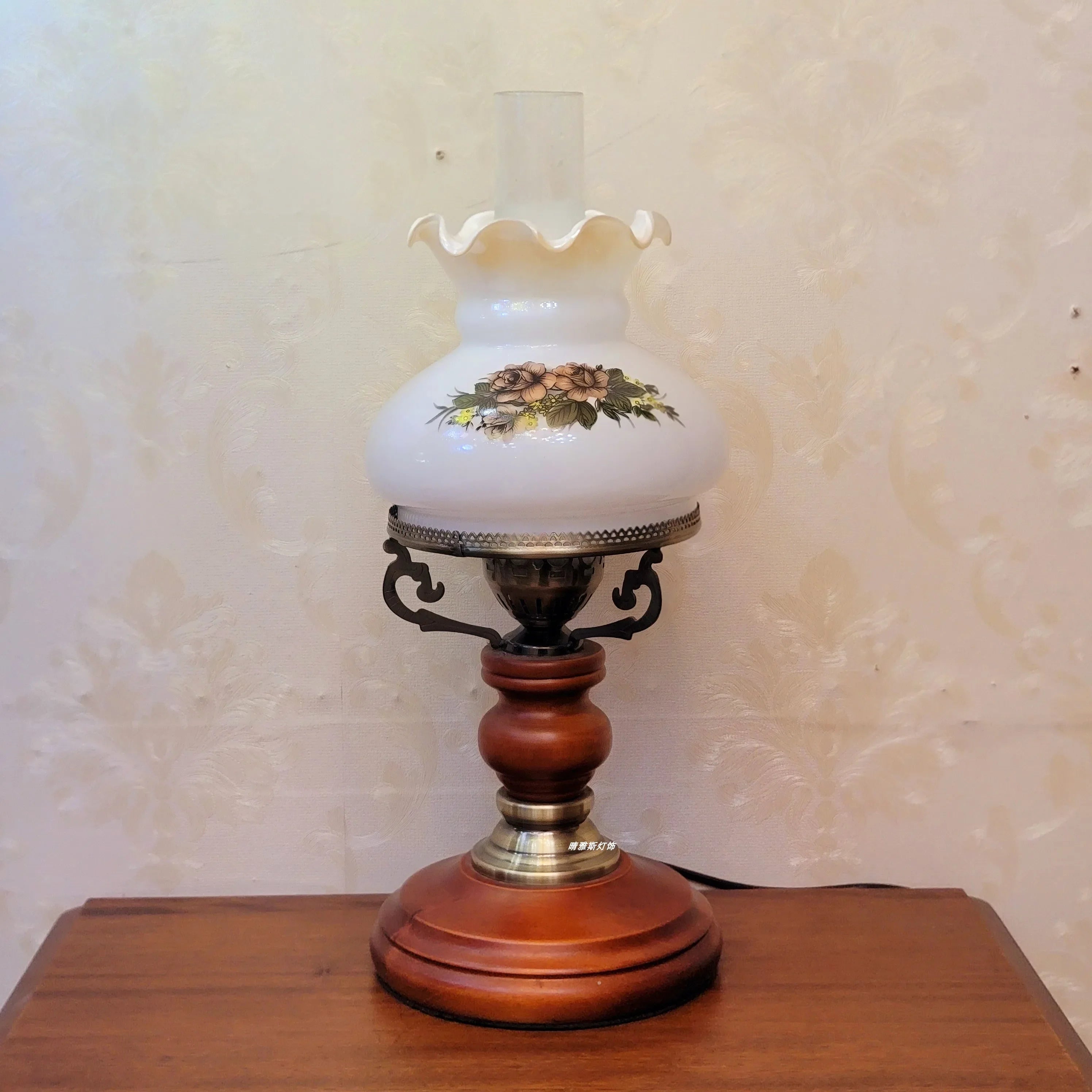 Afralia™ Vintage Solid Wood Desk Lamp for Living Room, Bedroom, and Study