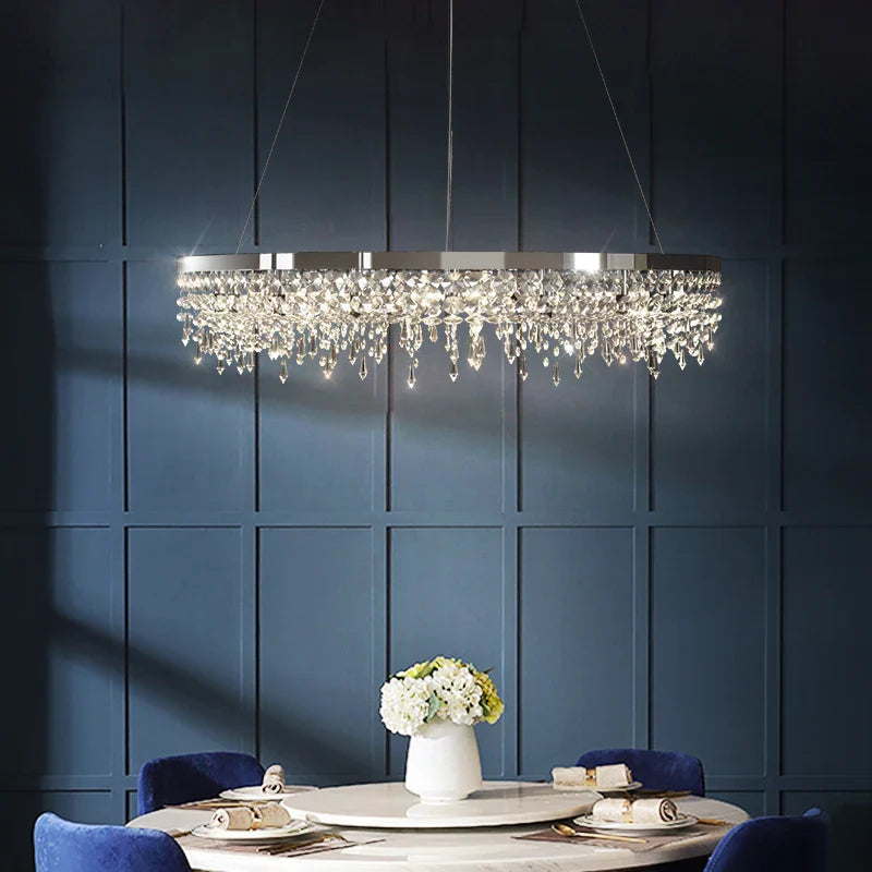 Afralia™ Crystal Circle LED Chandelier for Modern Luxury Living Room Decor