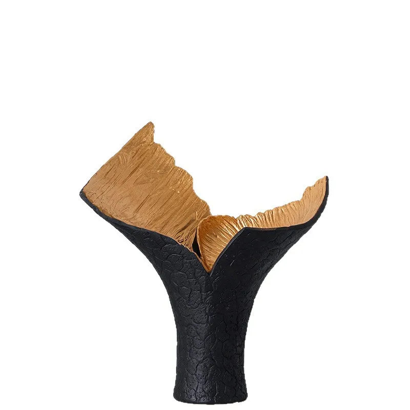 Afralia™ Black Gold Resin Handicrafts Display Vase Candlestick Home Decor