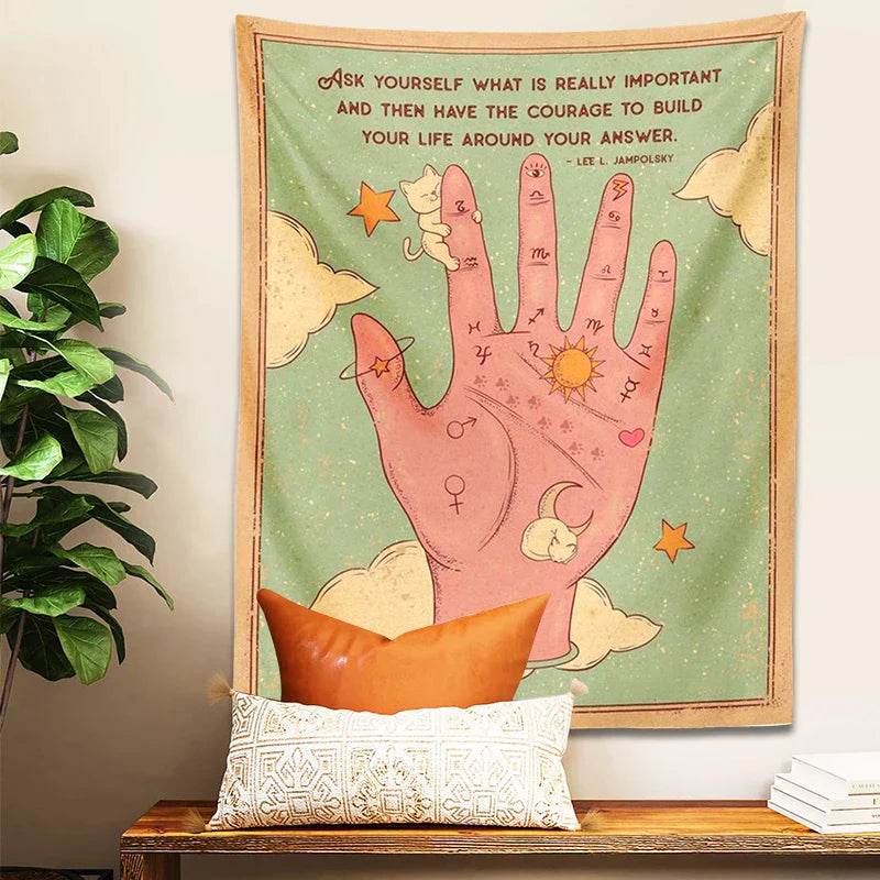 Afralia™ Tarot Palmistry Tapestry Cat Sun Moon Witchcraft Bohemian Hippie Home Decor