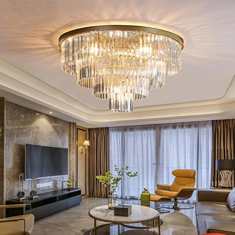 Afralia™ Gold LED Crystal Ceiling Light: Luxury Home Decor Fixture