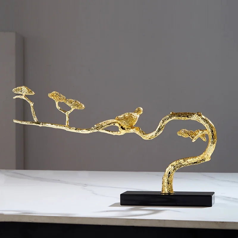 Afralia™ Metal Alloy Tree Bird Decorative Figurines Home Decor