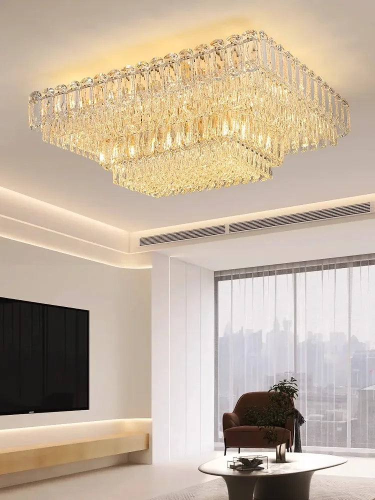Afralia™ Crystal Round Ceiling Lamp - Nordic Luxury Home Decor Luxe Chandelier