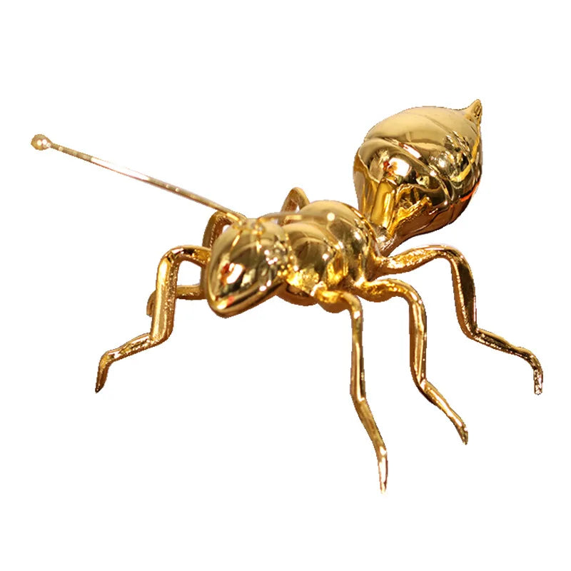 Afralia™ Golden Ant Metal Sculpture Figurine Home Decor Insect Ornament