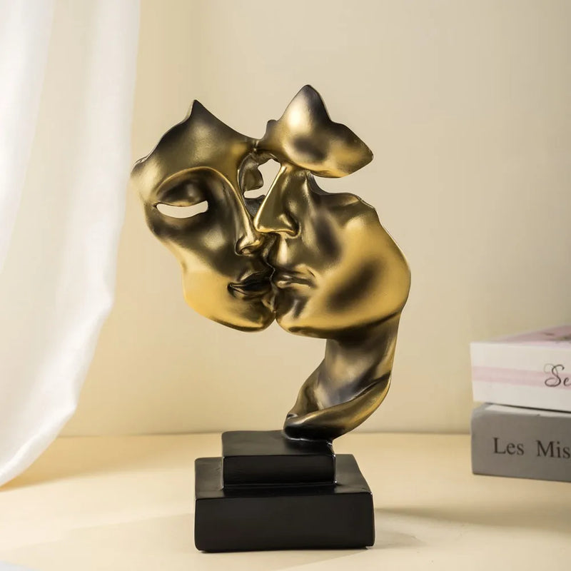 Afralia™ Nordic Golden Resin Abstract Statue for Home Office Living Room Decor