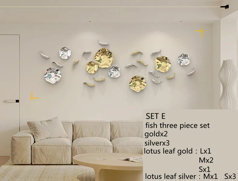 Afralia™ Carp Fish Lotus Leaf  Gold Wall Pendant - Bionics Home Decor