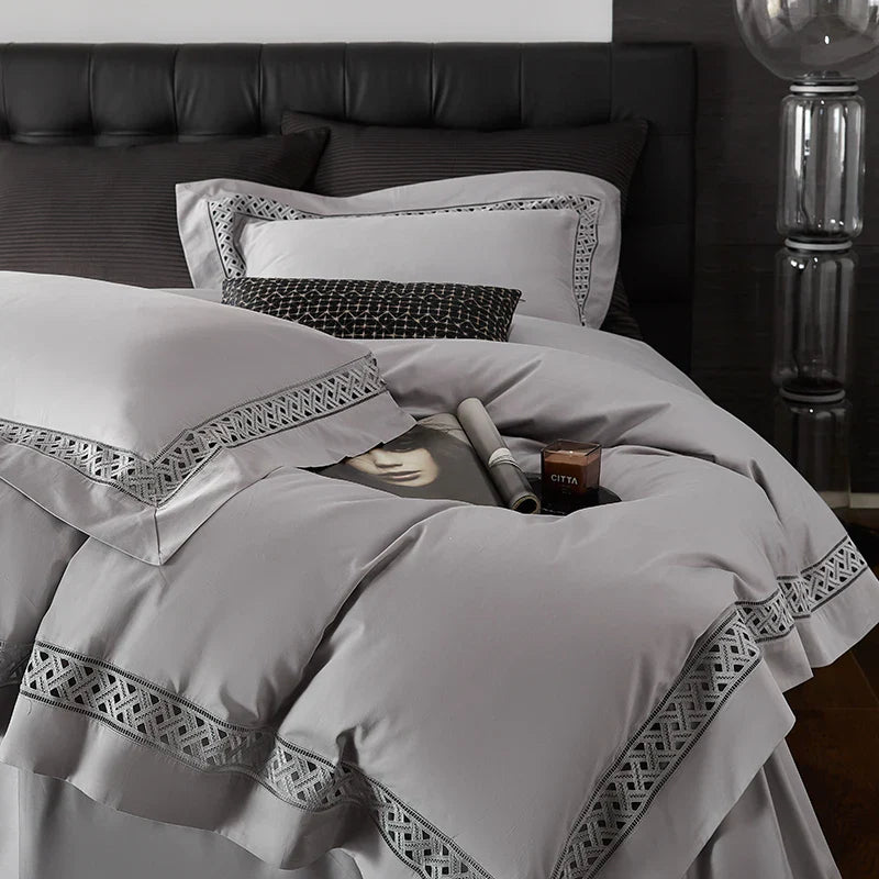 Afralia™ Egyptian Cotton Luxury Hotel Bedding Set: Duvet, Sheet, Pillowcases