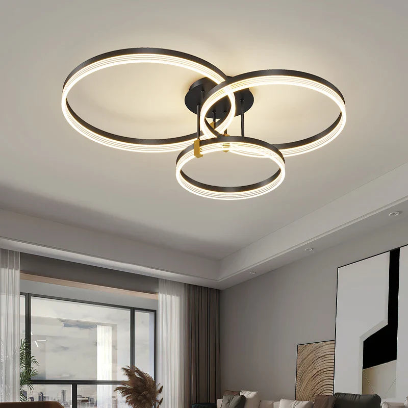 Afralia™ Modern Round Ring LED Ceiling Chandelier for Living Room and Bedroom