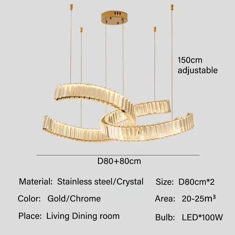Afralia™ Gold Crystal LED Chandeliers for Home Living Dining Room Lighting