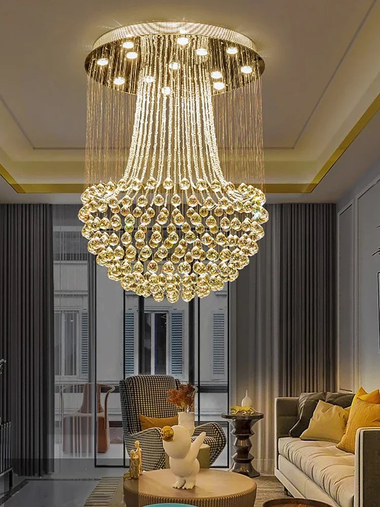 Afralia™ Crystal Light Modern Luxury Chandelier for Living Room Dining Aisle Foyer
