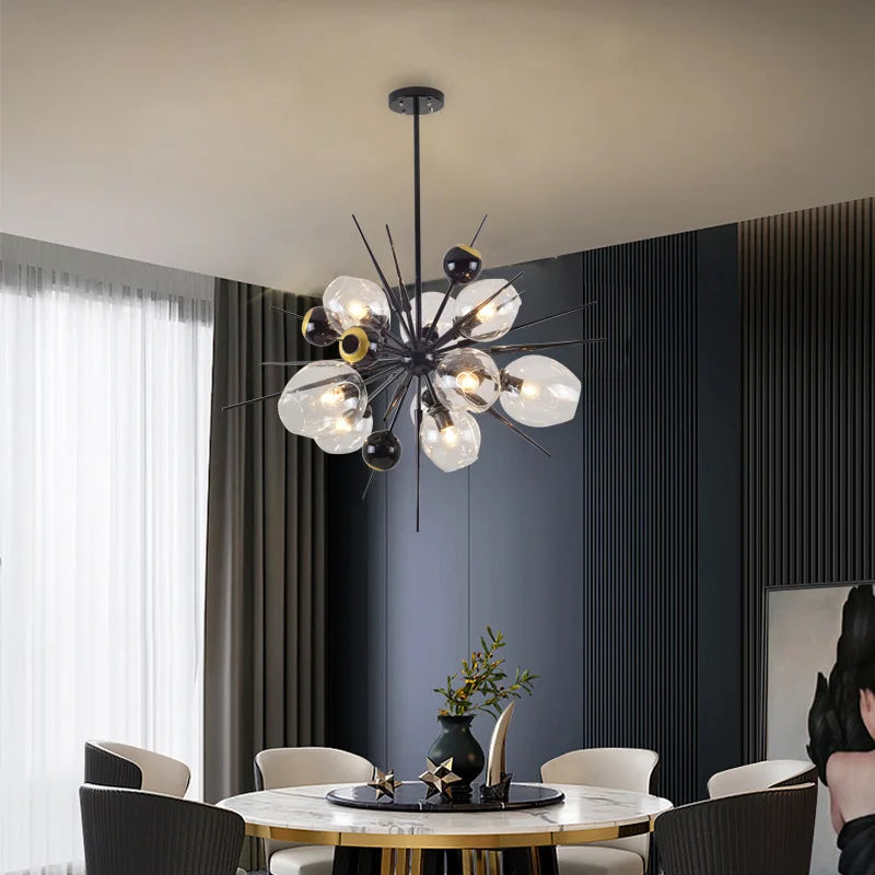 Afralia™ Luxury Glass Ball Chandelier LED Pendant Light for Living Room, Bedroom, and Hotel.