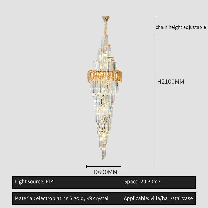 Afralia™ Spiral Staircase Chandelier: Luxury Postmodern Loft Light for Hotel, Villa, KTV