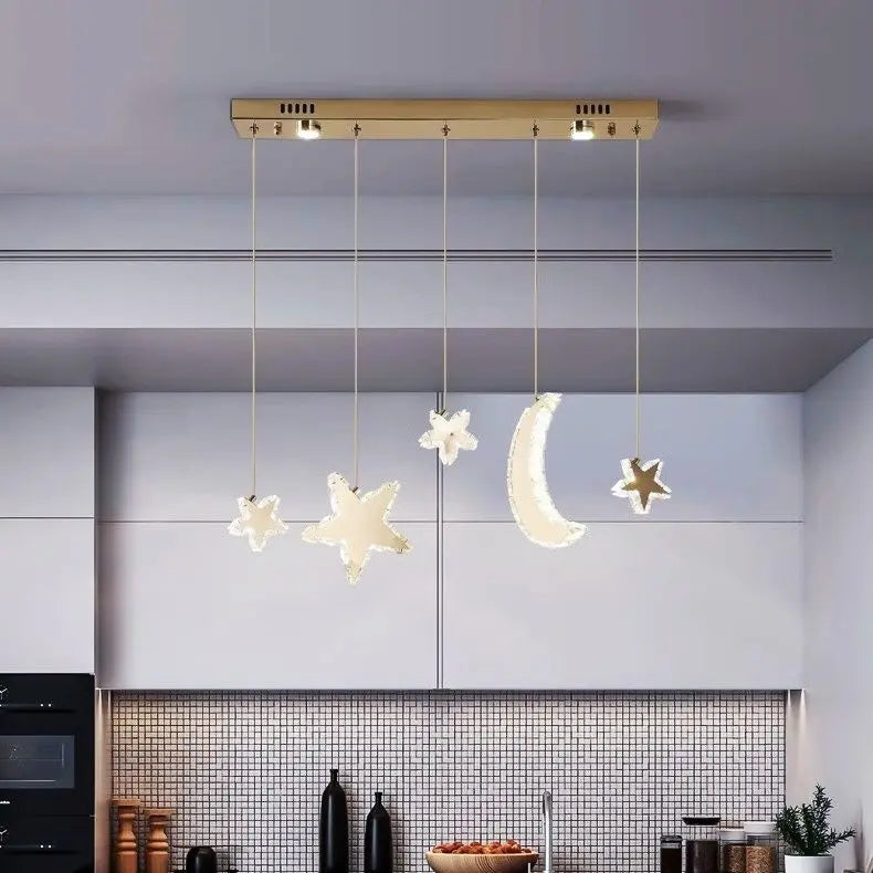 Afralia™ Star Moon Pendant Light for Restaurant, Bar Counter, and Entrance