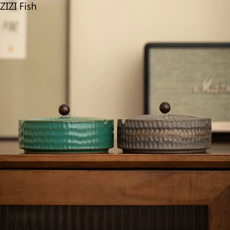 Afralia™ Ceramic Ashtray with Lid - Stylish Smoking Accessories for Home and Office