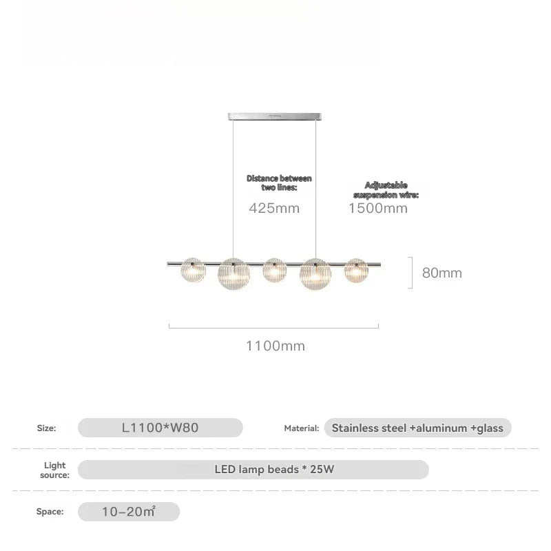 Afralia™ Black Glass Linear Chandelier for Dining Office Bar Modern Kitchen Island