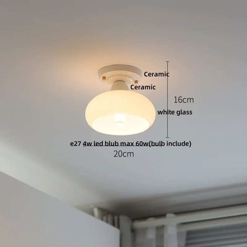 Afralia™ White Ceramic LED Ceiling Light Fixture Nordic Modern Home Decor Lighting Plafond Lamp