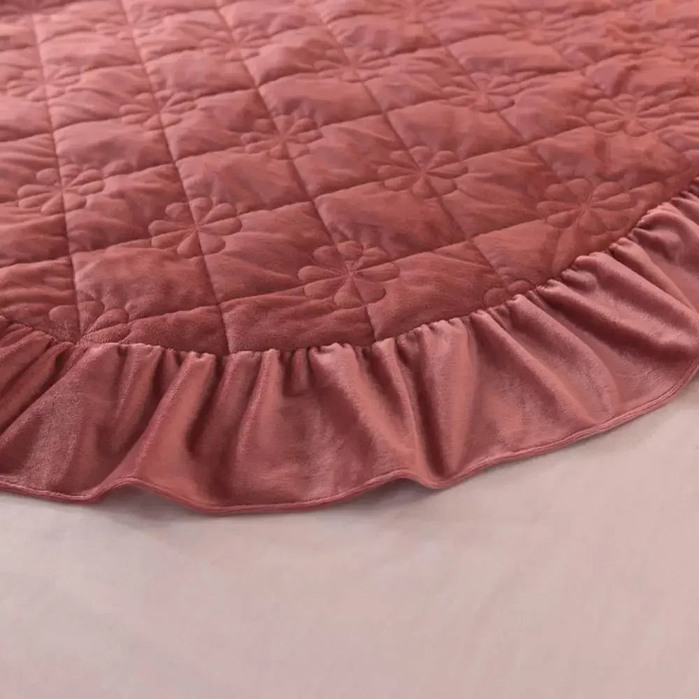 Afralia™ Nordic Pink Velvet Quilting Bedspread Set with Pillowcases