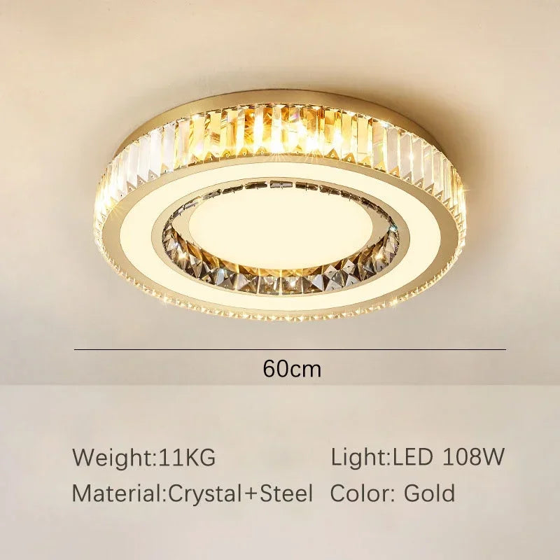 Afralia™ Gold Crystal Ceiling Chandelier LED Fixture for Luxury Home Decor