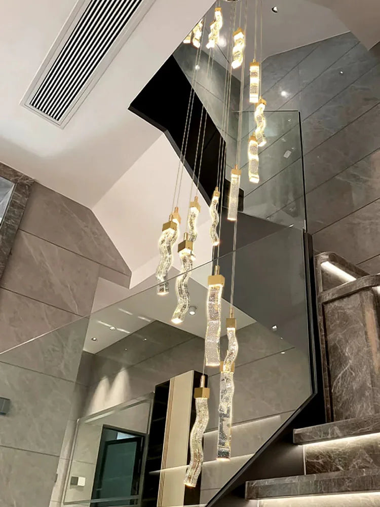 Afralia™ Modern LED Crystal Chandelier for High Ceilings