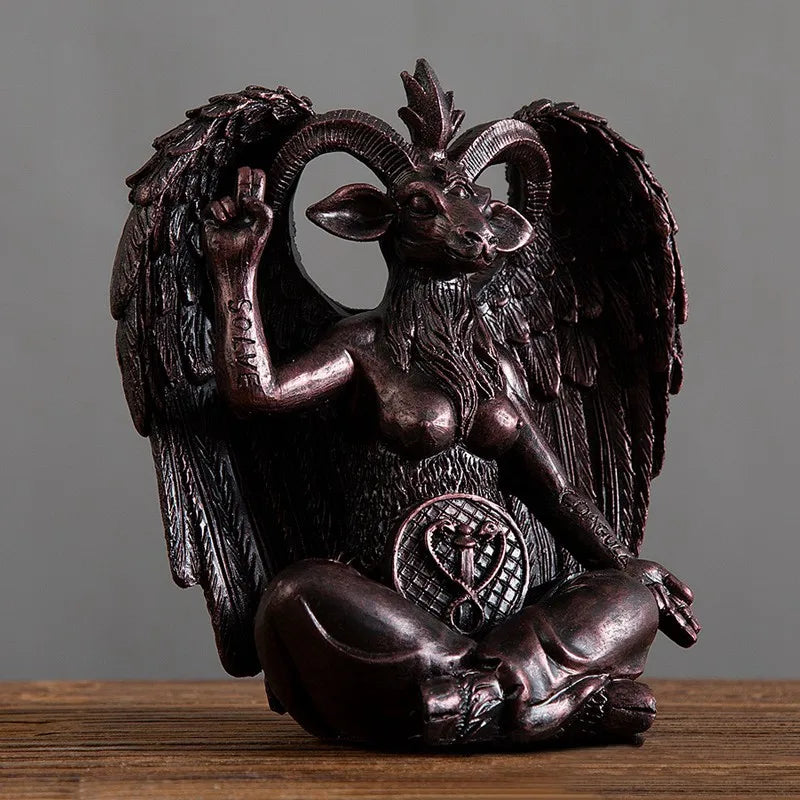 Afralia™ Baphomet Resin Statue 16cm Tall Horned Sabbatic Goat Figurine