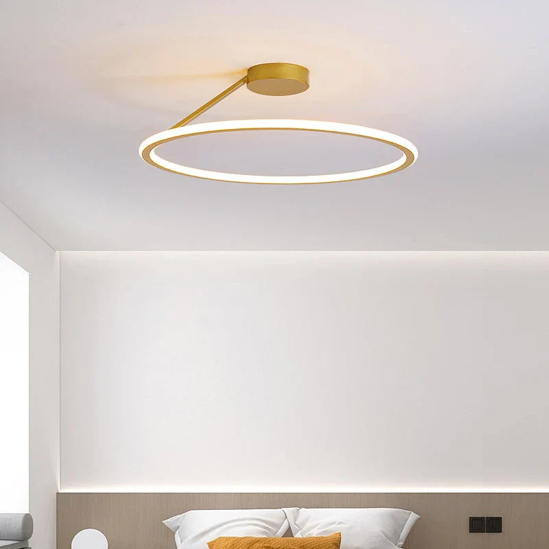 Afralia™ Modern Round LED Ceiling Chandelier Aluminum Dimmable Bedroom Light