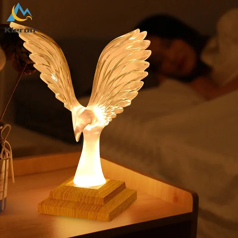 Afralia™ Crystal Eagle LED Table Lamp for Bedroom Study and Living Room