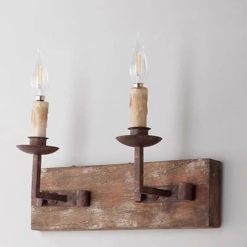 Afralia™ Country Retro Solid Wood Wall Light for Bedroom & Living Room