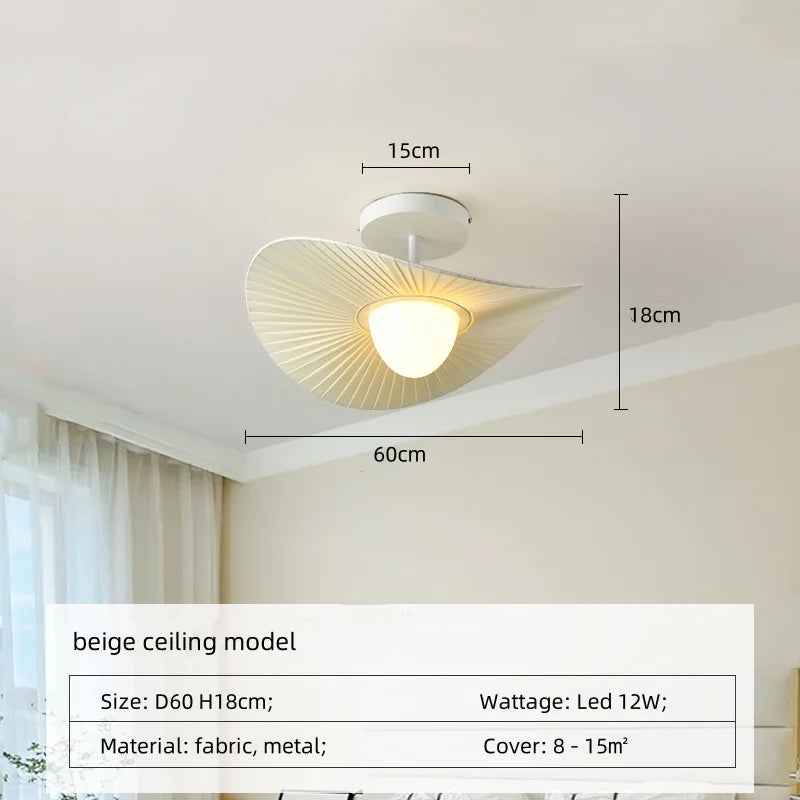 Afralia™ Nordic Beige Pleated Fabric LED Pendant Lights: Stylish Bar Droplight for Dining Room