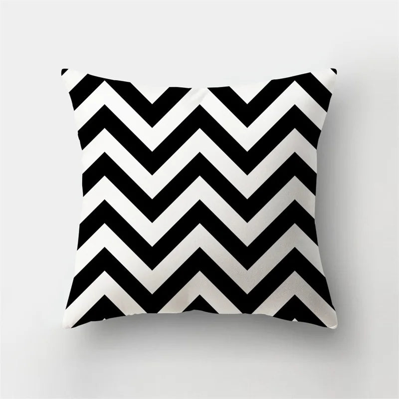 Yellow Black Wave Line Geometric Cushion Cover - Afralia™ Home Decor